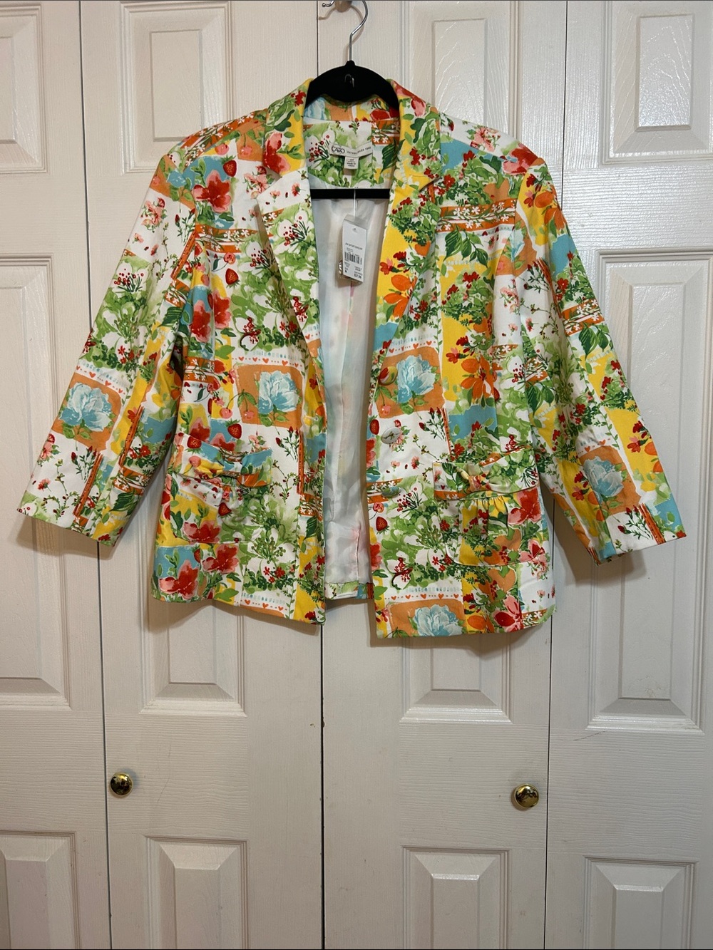 Cato Yellow Floral Patchwork Blazer